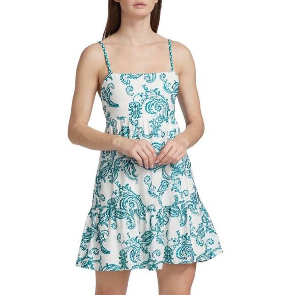 Alice + Olivia Khira Paisley Embroidered Sleeveless Square Neck Mini Dress 10 - Picture 1 of 6